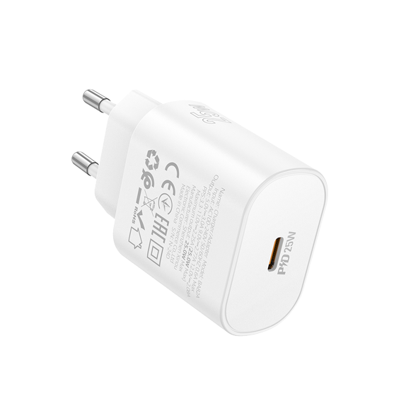 Блок питания сетевой 1 Type-C BOROFONE BA82A Platinum, пластик, PD25Вт, цвет: белый