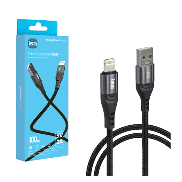 Кабель USB - 8 pin ISA, BX42 BX-2, 1.0м, 2A, цвет: черно-серый