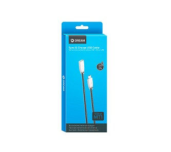 Кабель USB для MICRO, DREAM DRM--MT1-01 2A 1М (67-ми жильный, 4 процента/ 5 мин, Quick Charge)