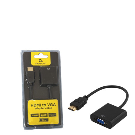 Адаптер HDMI-VGA, 04, 19M/15F, провод 15см (CABLEXPERT)