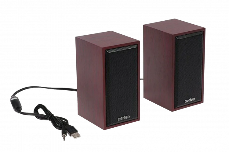 Колонки PERFEO, CABINET мощность 2х3 Вт (RMS), махагон, USB
