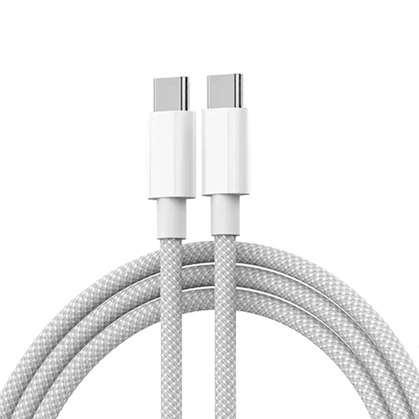Кабель Type-C - Type-C  СС16 (17pro max) нейлоновая оплётка, с1.0м, цвет: белый