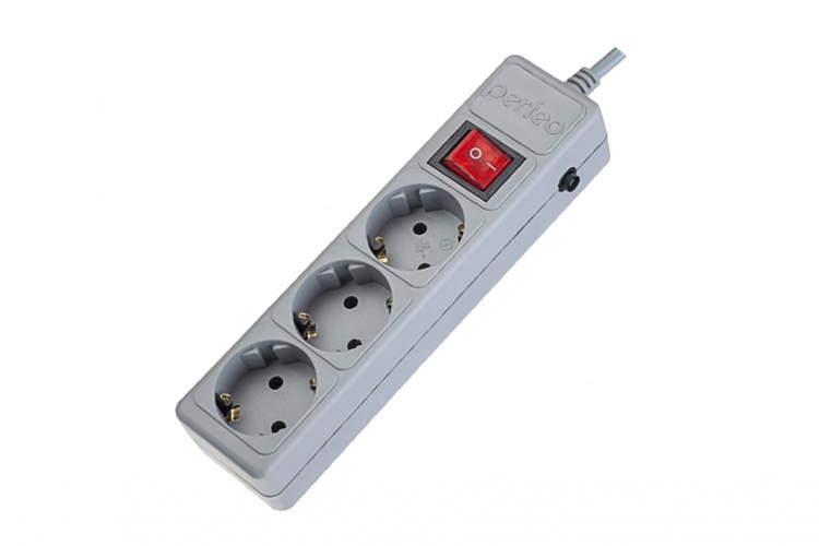 Сетевой фильтр PERFEO, POWER+, 3,0м, 3 розетки, серый (PF-PP-3/3,0-G)