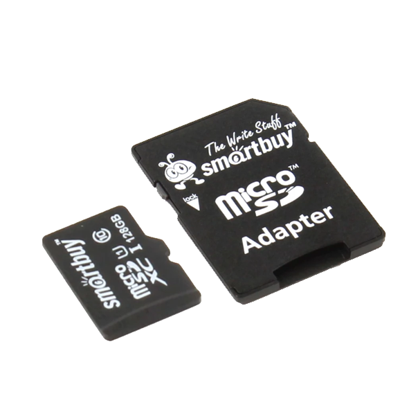 Карта памяти MicroSD 128GB SMARTBUY Class 10 UHS-I V10 для видеонаблюдения + SD адаптер