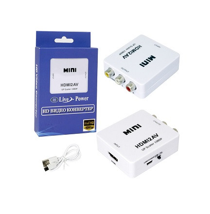 Адаптер Mini AV/HDMI 1080p Converter to 3 rca (white) H123