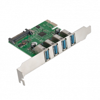 Контроллер EXEGATE EXE-314 v2.0 (PCI-E x1 v2.0, 4*USB 3.0 ext., разъем доп.питания Molex, VIA Labs Chipset VL805)