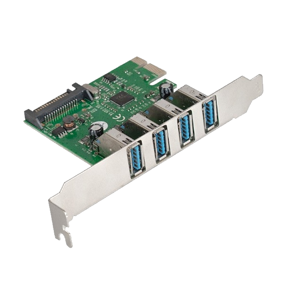 Контроллер EXEGATE EXE-314 v2.0 (PCI-E x1 v2.0, 4*USB 3.0 ext., разъем доп.питания Molex, VIA Labs