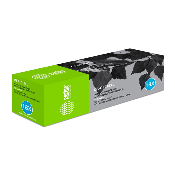 Тонер- картридж CACTUS (CS-CF218X) для HP LaserJet M104a Pro, M104w Pro, M132a Pro, черный. 6K