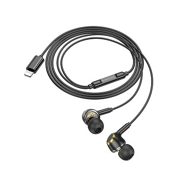 Наушники внутриканальные BOROFONE BM90 Miller металл, регулятор громкости, 8 pin, 1.2 м, цвет:чёрный