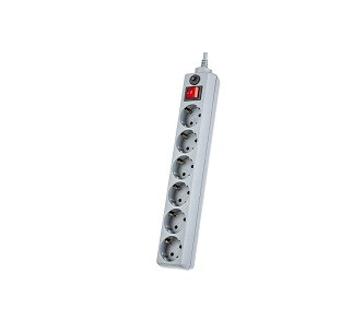 Сетевой фильтр PERFEO, POWER+, 5,0м, 6 розеток, серый (PF-PP-6/5,0-G)