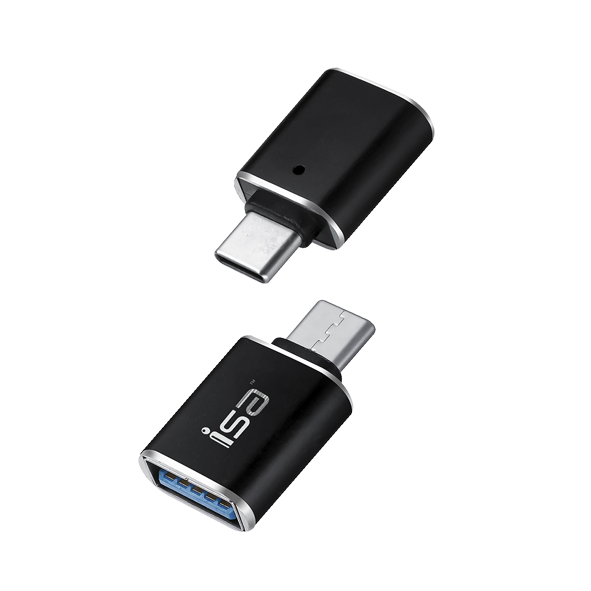 Переходник USB(f) - Type-C(m) ISA G-15, пластик, OTG, цвет: черный