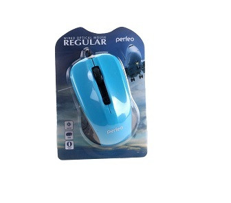 Мышь проводная PERFEO, REGULAR 4 кн, DPI 800-1600, USB, синий (PF-381-OP-BL)