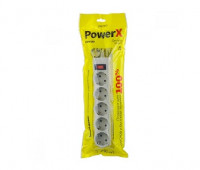 Сетевой фильтр PERFEO, POWERX, 1,8м, 5 розеток, серый.