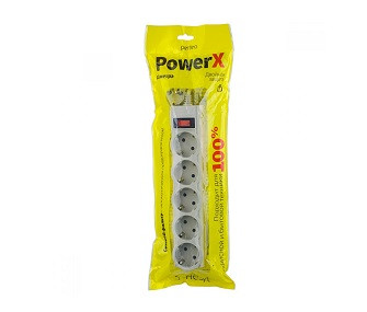 Сетевой фильтр PERFEO, POWERX, 1,8м, 5 розеток, серый.