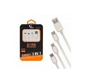 Универсальный зарядный USB-кабель 3 в 1 IPHONE/MICRO/TYPE-C, HY-C43, 1м.