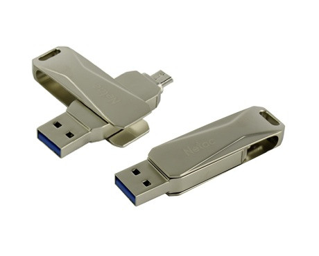 USB 3.0 накопитель NETAC 32GB U381 Dual, USB + MicroUSB, серебро