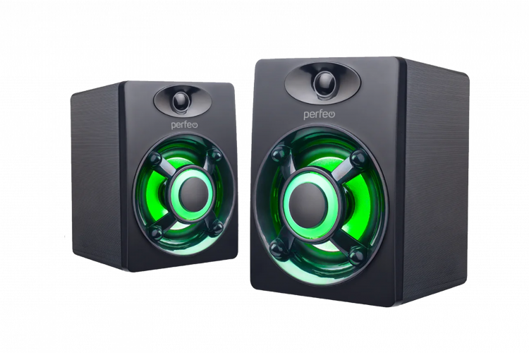 Колонки PERFEO, OREOL, 2.0, мощность 2х3 Вт, LED подсветка 7 цв., чёрный, USB