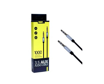 Кабель AUX, Jack 3,5mm(m) - Jack 3,5mm(m) MRM L100, 1,2м, круглый, силикон, цвет: черный