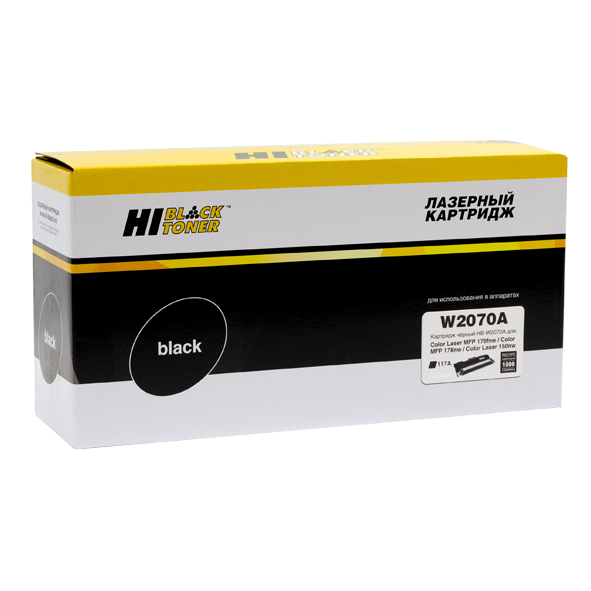 Тонер- картридж HI-BLACK (HB-W2070A) для HP Color Laser 150a/150nw/178nw/179fnw, №117A, Bk, 1K