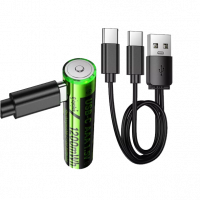 Батарейка аккумуляторная HOCO JA4 AAA LR3/AA 1200mWh/250mAh USB-C 1.5A литиевая подзарежаемая 2шт + кабель