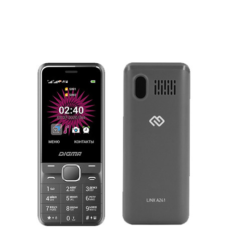 Сотовый телефон DIGMA Linx A241 32Mb черный 2Sim 2.44" 240x320 LT2066PM