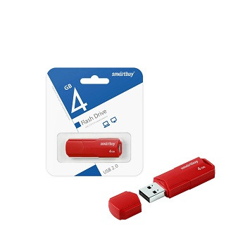 USB 2.0 накопитель SMARTBUY 4GB Clue красный