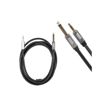 Кабель AUX, Jack 3,5mm(m) - Jack 6,35mm(m) REMIUM H112, 1.8м, круглый, цвет: чёрный