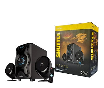 Колонки PERFEO, SHUTTLE мощн 16W+6W*2, Bluetooth, AUX, FM, USB/SD, ПДУ, чёрн (PF-3670)